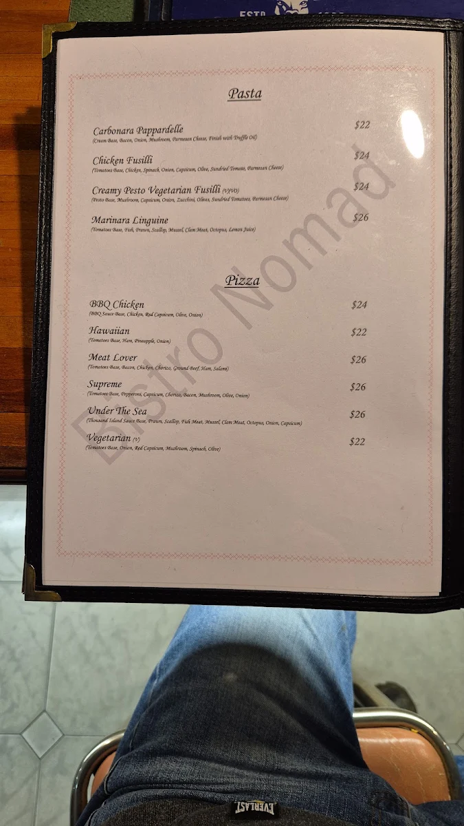 Menu, Bistro Nomad