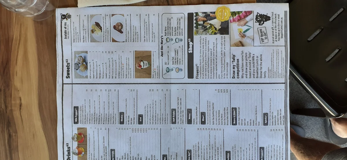 Menu, Cafe 63 Mandurah