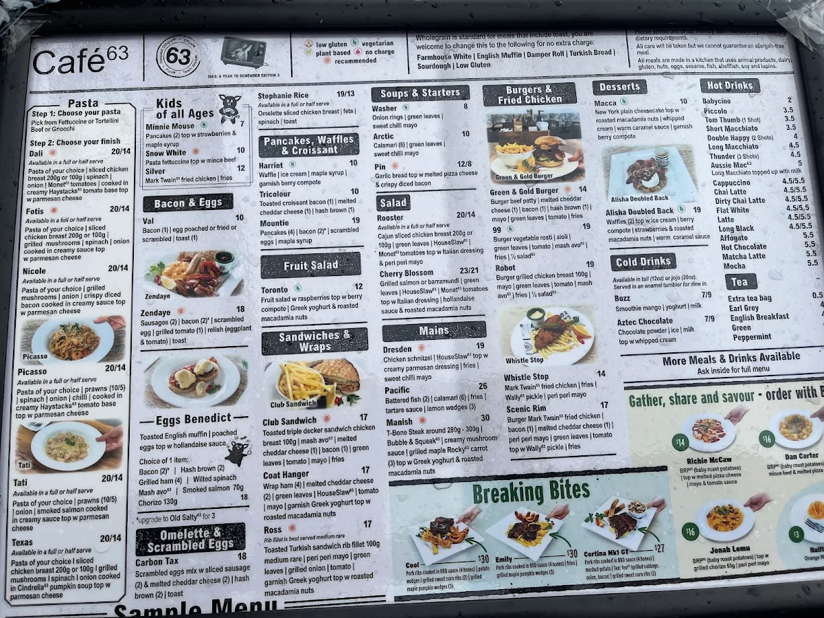 Menu, Cafe 63 Mandurah