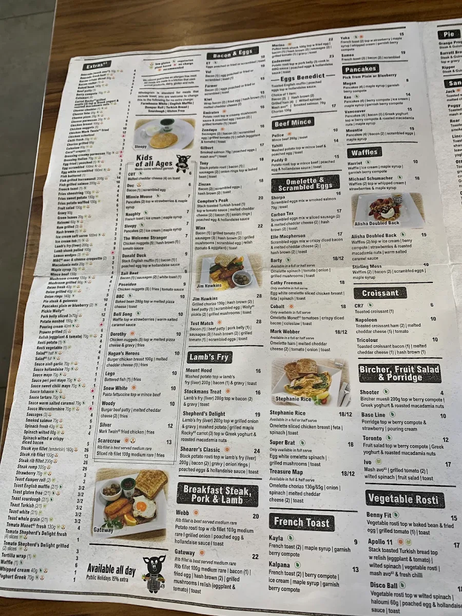 Menu, Cafe 63 Mandurah