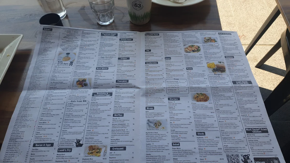 Menu, Cafe 63 Mandurah