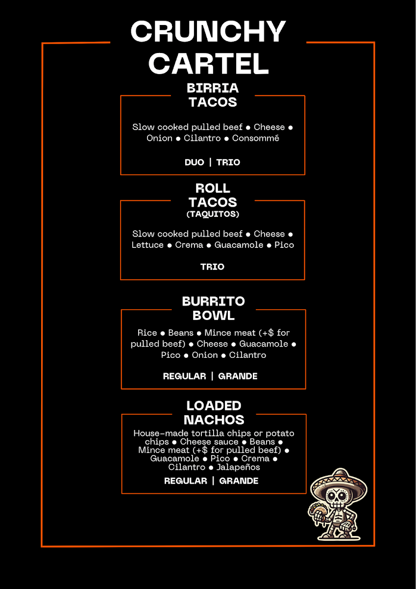 Menu, Crunchy Cartel
