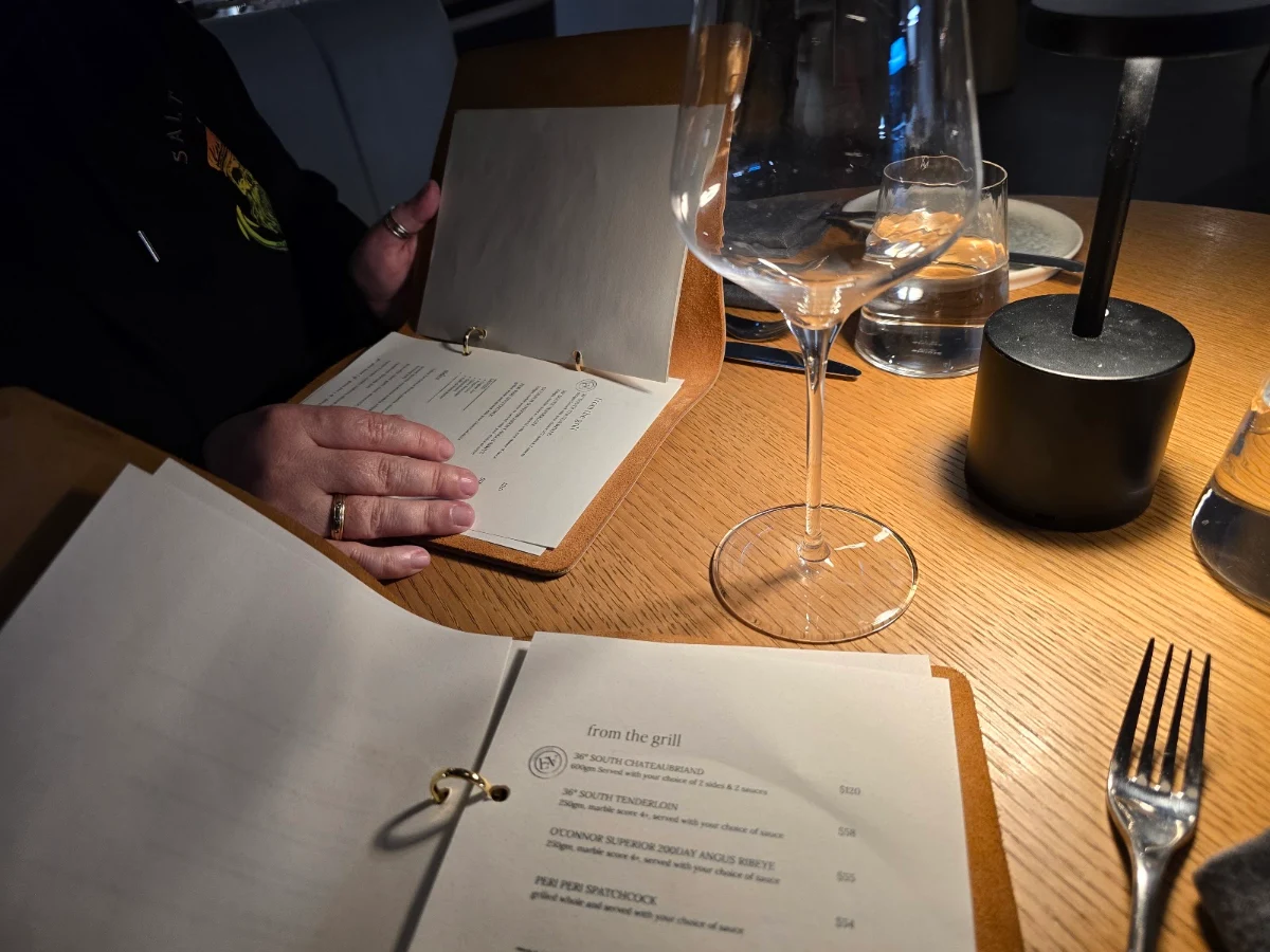 Menu, Ember & Vine Mawson Lakes