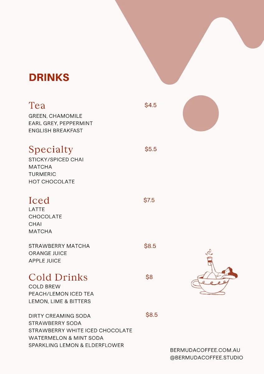 Menu, Bermuda Coffee Studio – Coffee Shop & Roastery Berwick