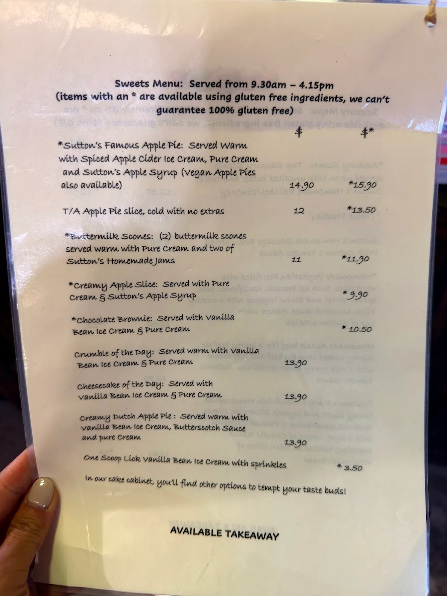 Menu, Suttons Juice Factory