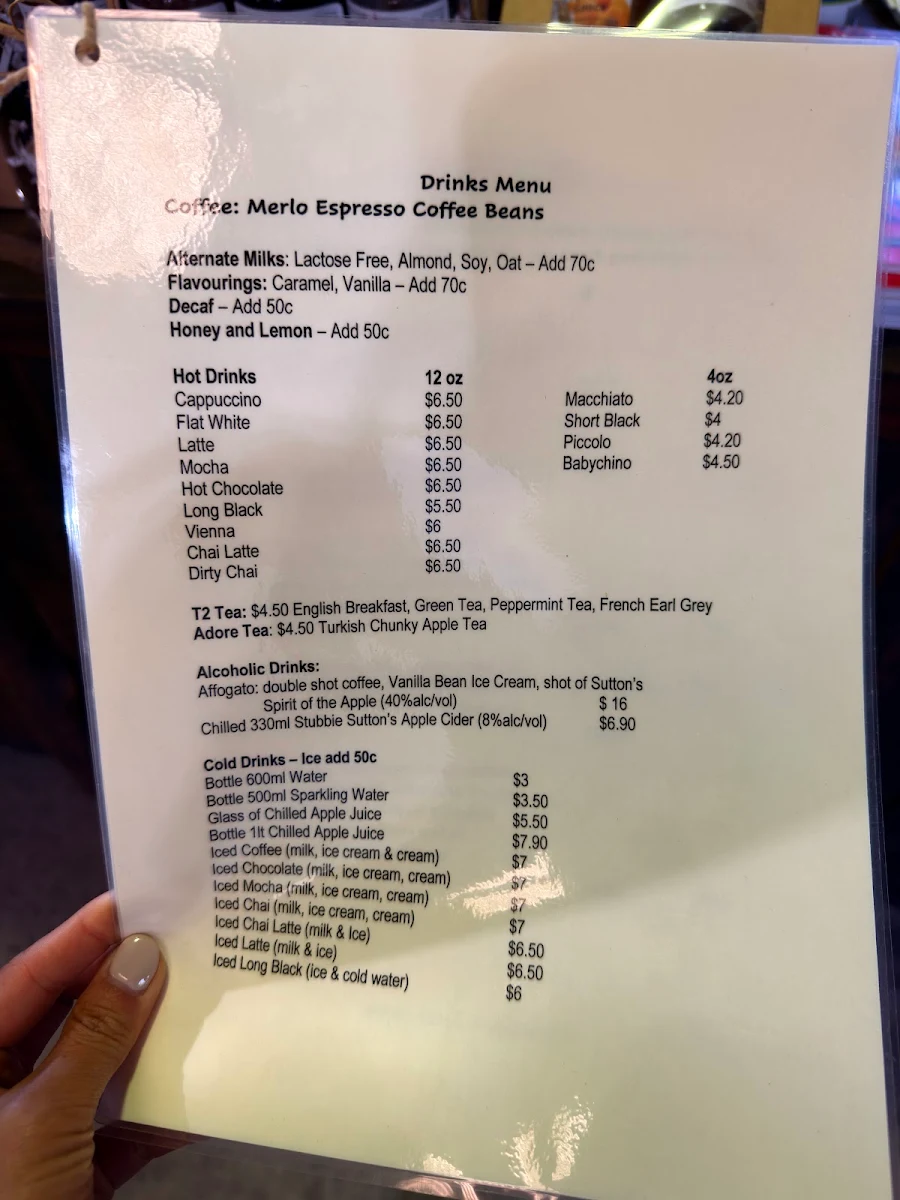 Menu, Suttons Juice Factory