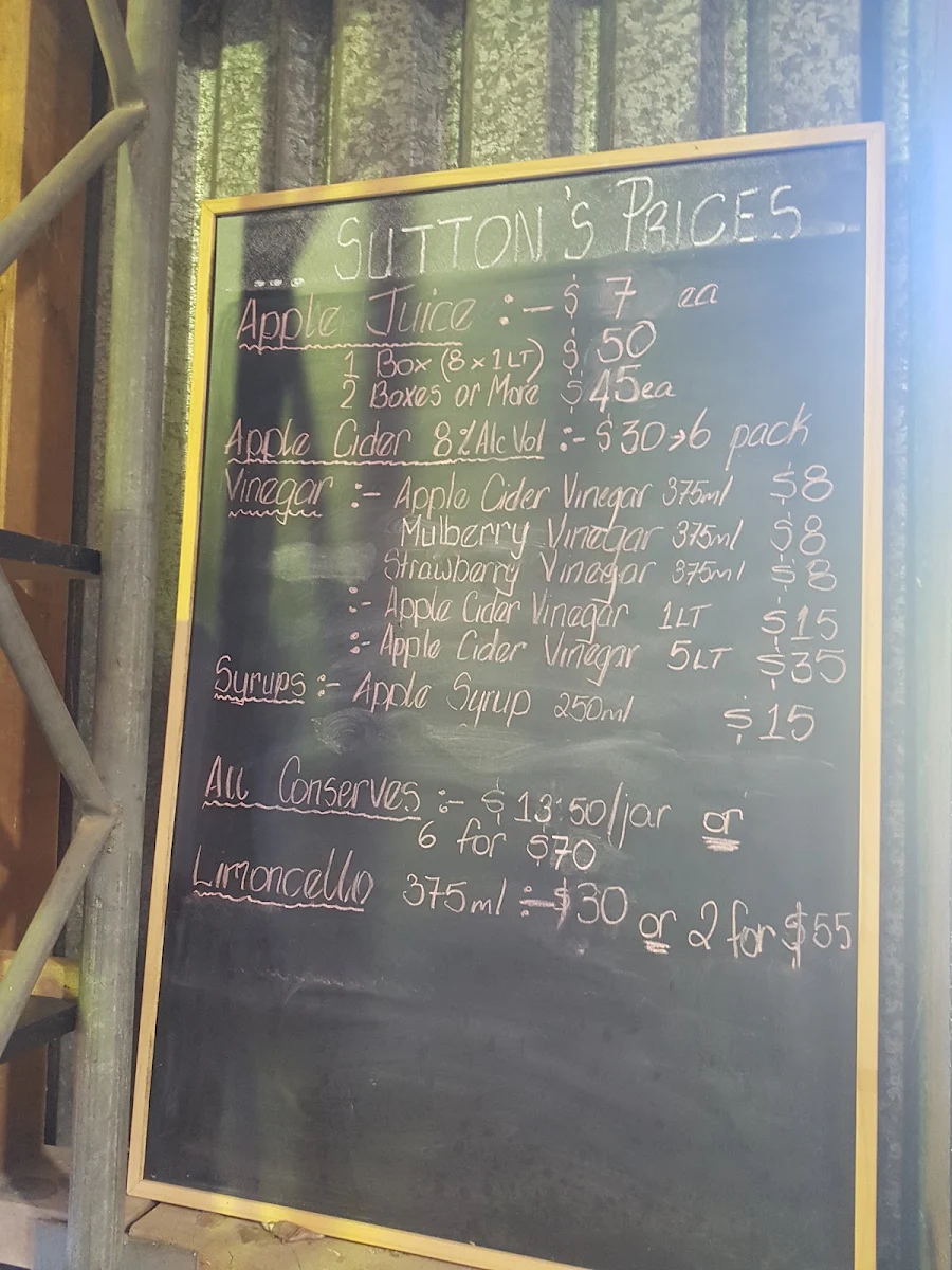 Menu, Suttons Juice Factory