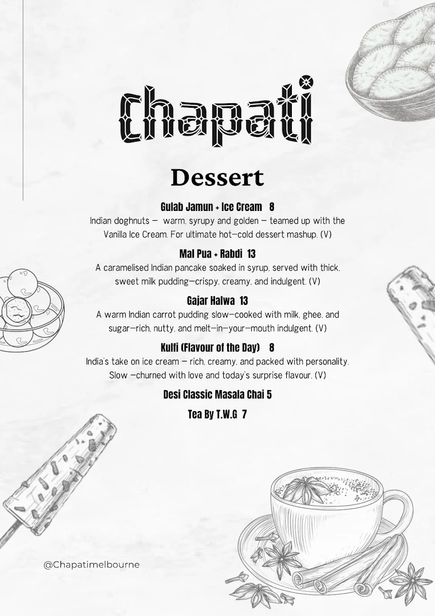 Menu, Chapati CBD