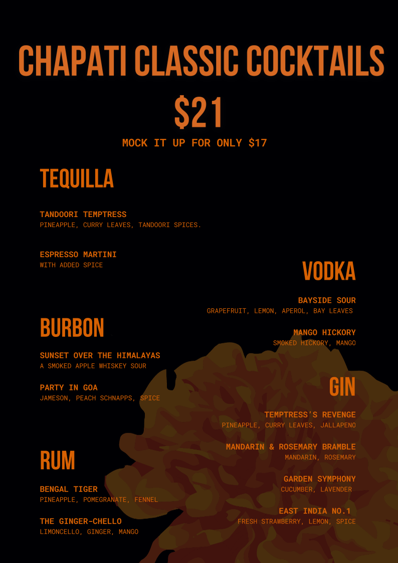Menu, Chapati CBD