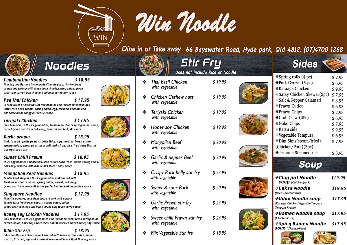 Menu, WIN Noodles