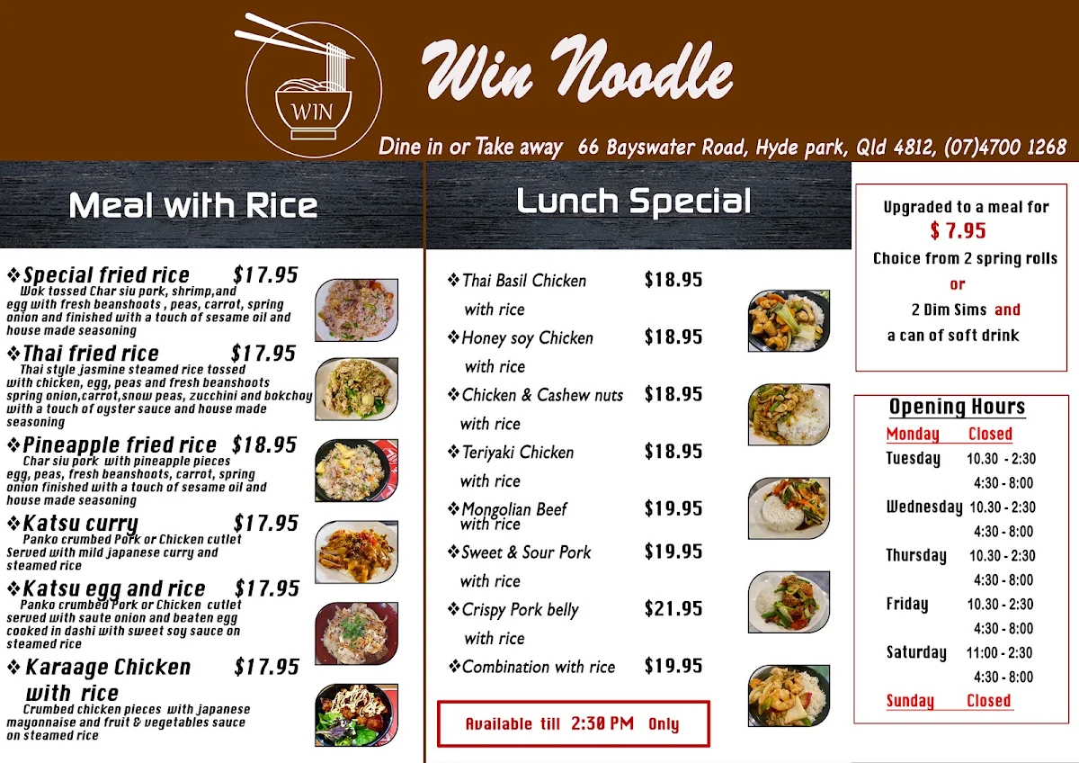 Menu, WIN Noodles