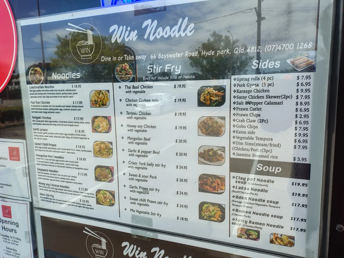 Menu, WIN Noodles