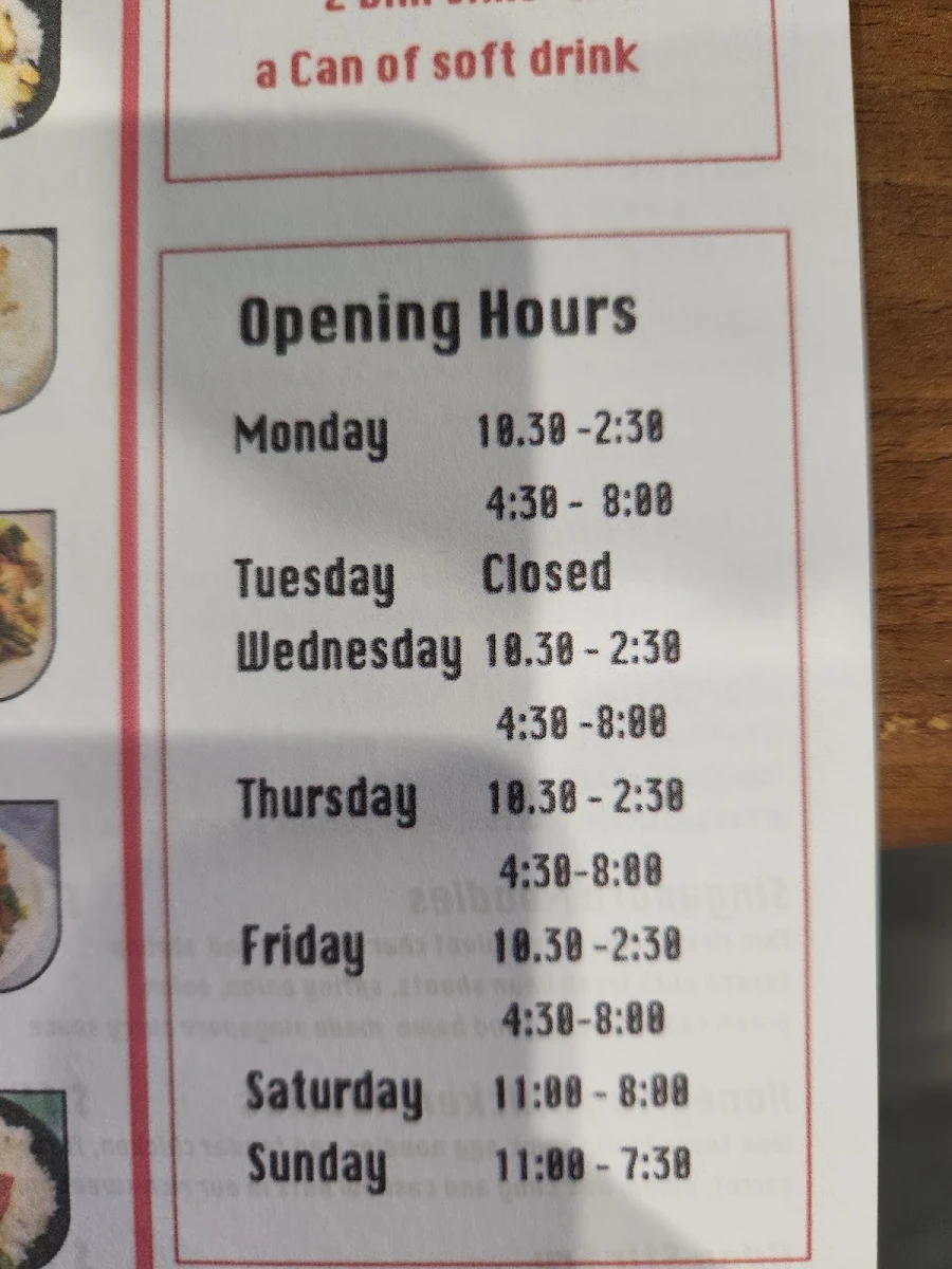 Menu, WIN Noodles