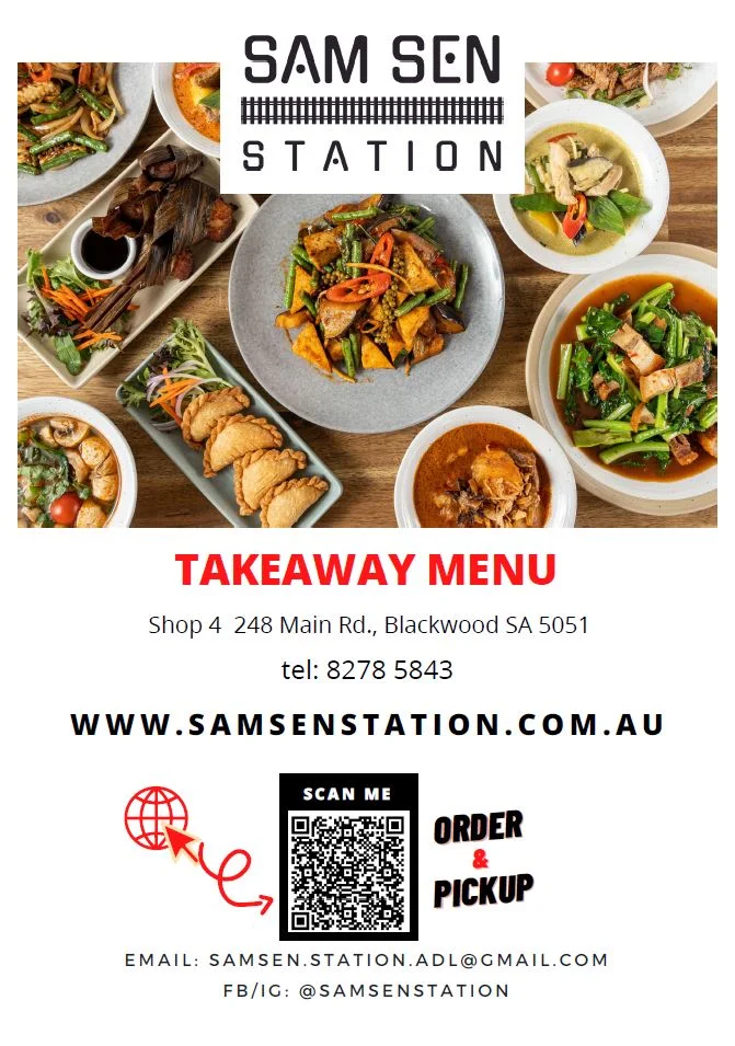 Menu, Sam Sen Station - Thai Takeaway