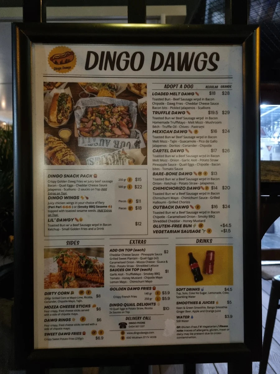 Menu, Dingo Dawgs