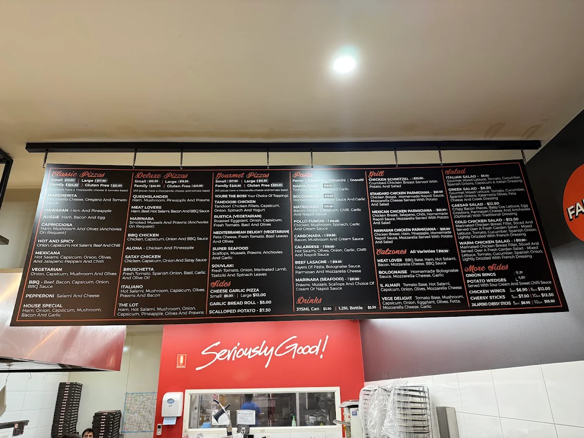 Menu, Amalfi Pizza & Pasta Hawthorn