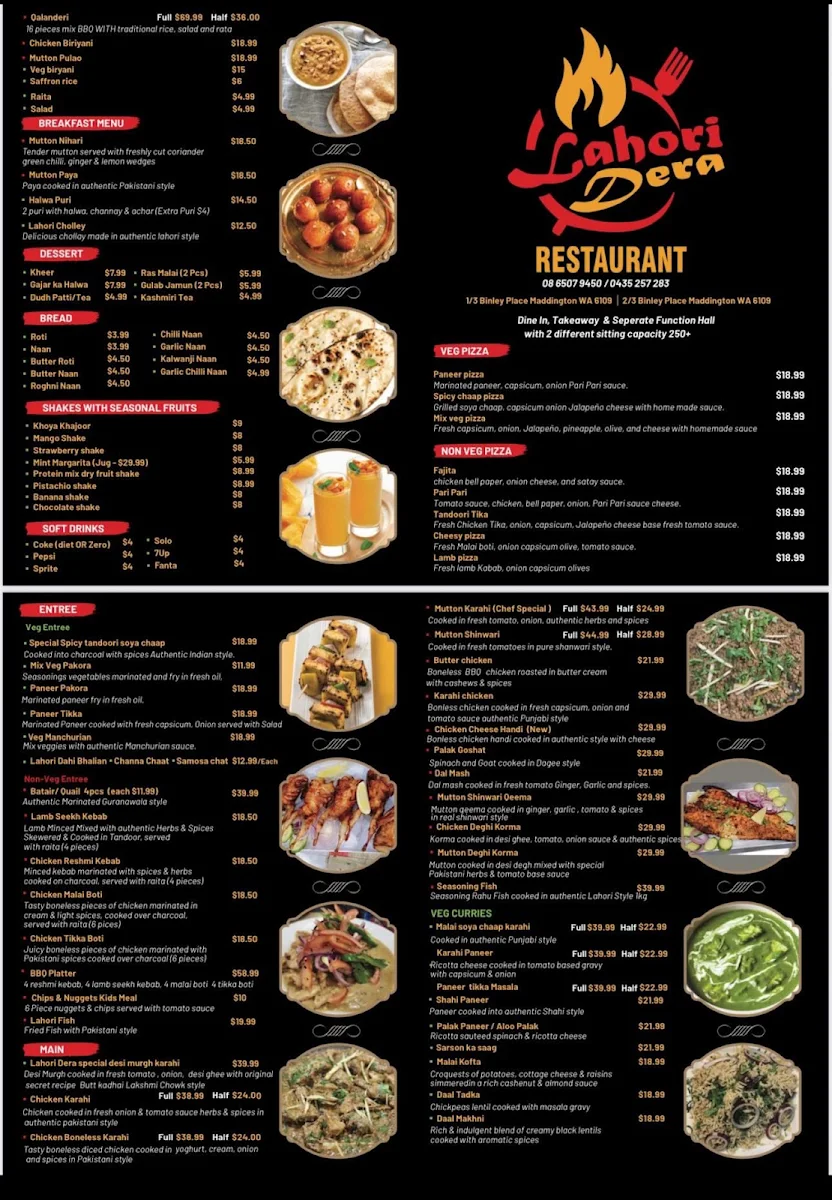 Menu, Lahori Dera - Maddington