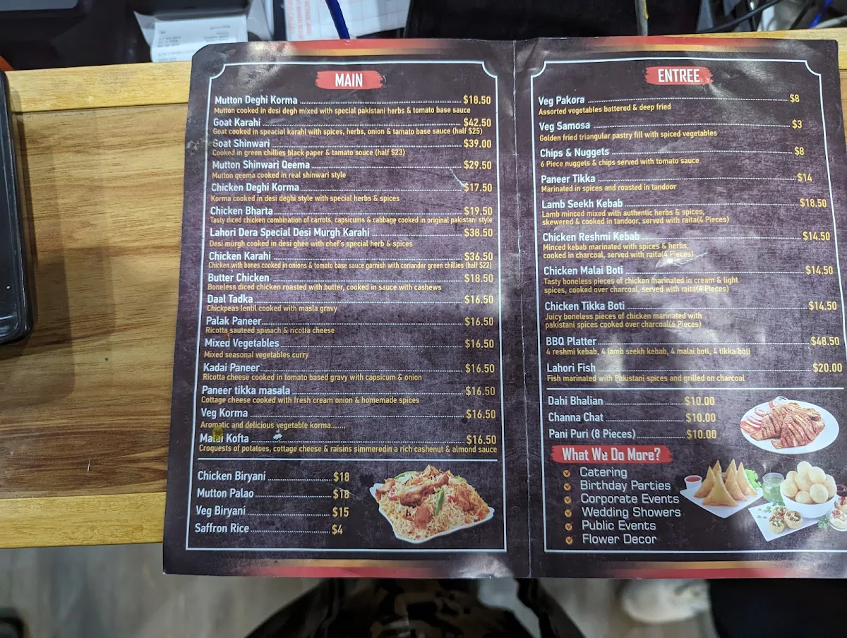 Menu, Lahori Dera - Maddington