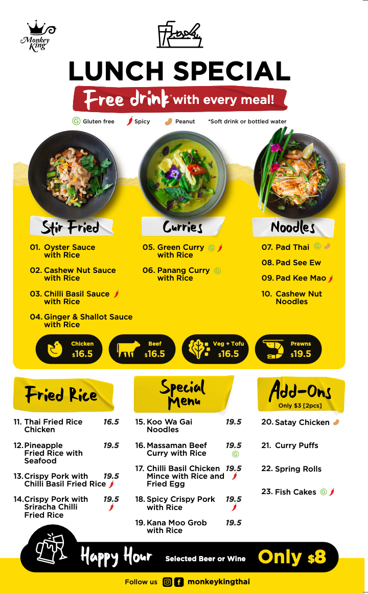 Menu, Monkey King Thai - Baulkham Hills