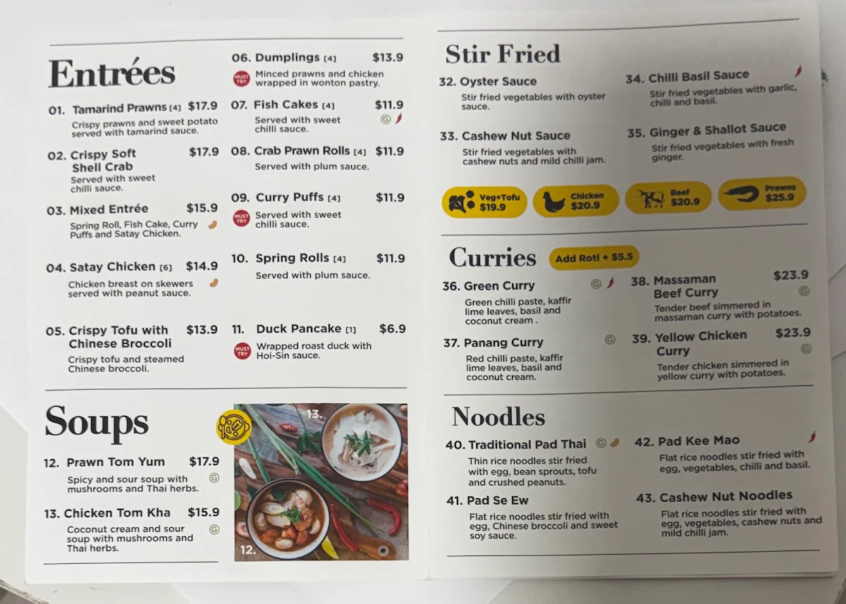 Menu, Monkey King Thai - Baulkham Hills
