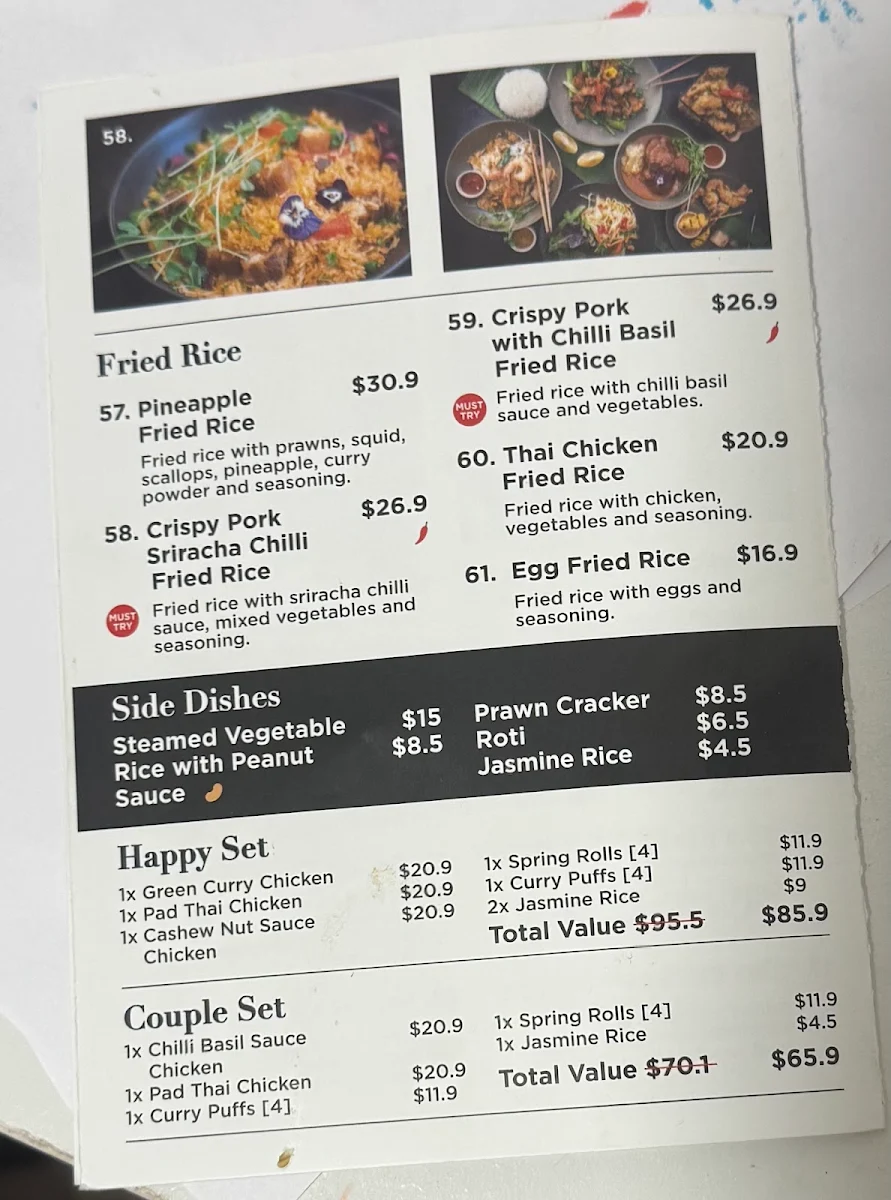 Menu, Monkey King Thai - Baulkham Hills