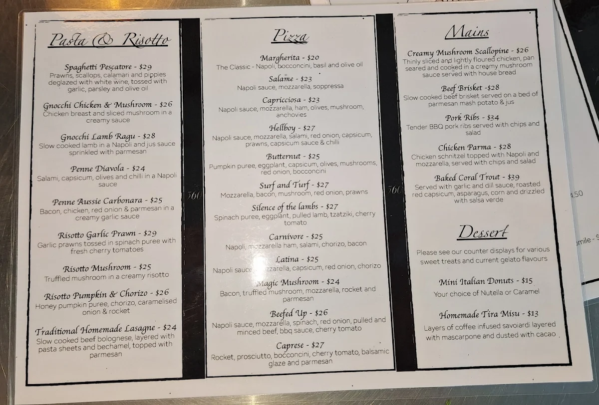 Menu, 360 On The Hill