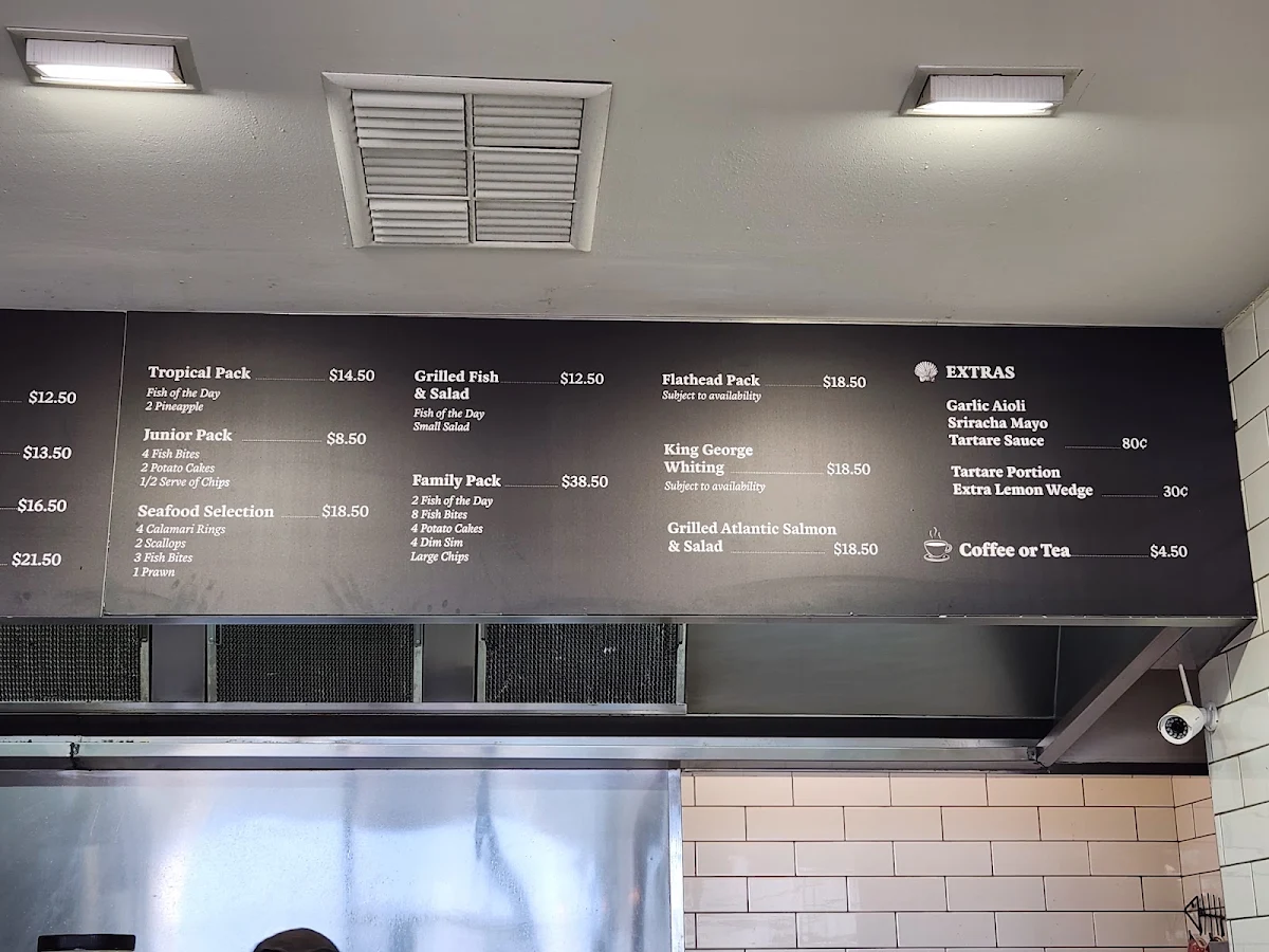 Menu, Top of The Bay Fish & Chips Williamstown Takeaway