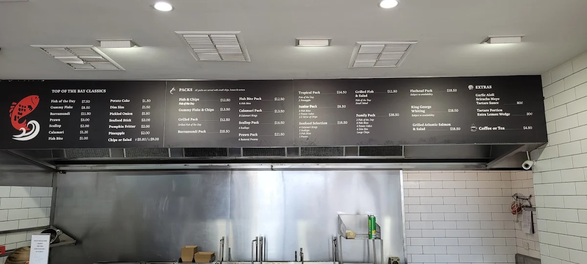 Menu, Top of The Bay Fish & Chips Williamstown Takeaway