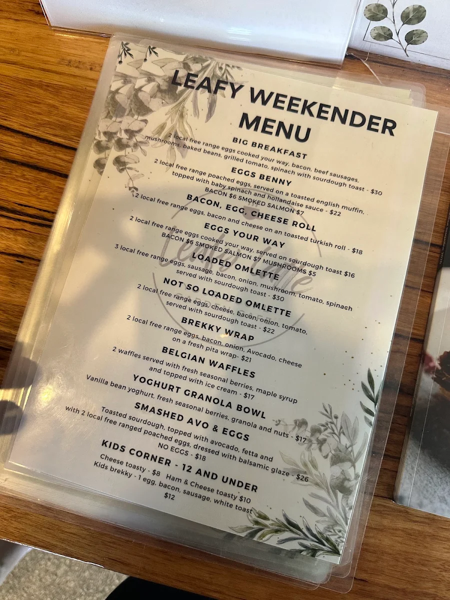 Menu, Leafy Latte