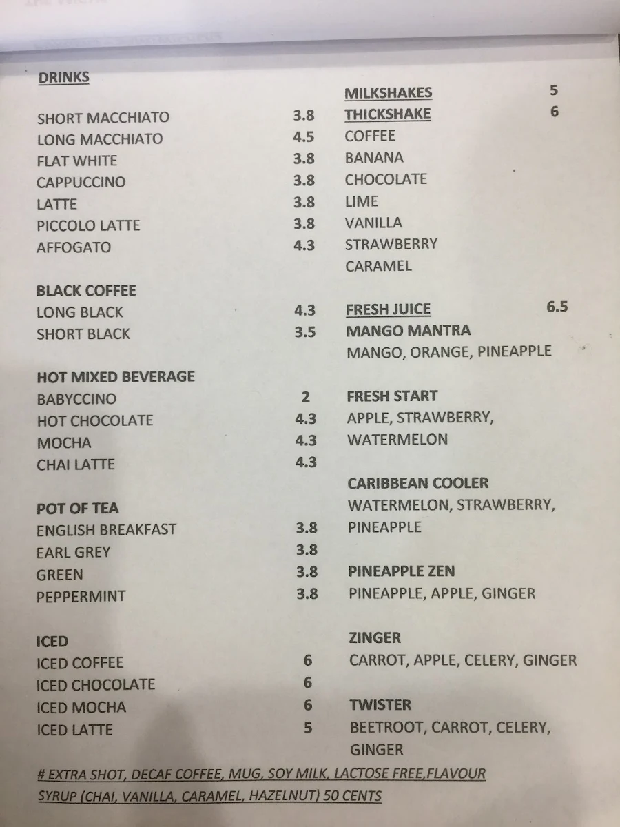 Menu, Hashtag Cafe Coomera