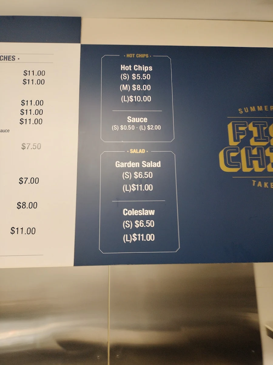 Menu, Summer Hill Fish + Chips