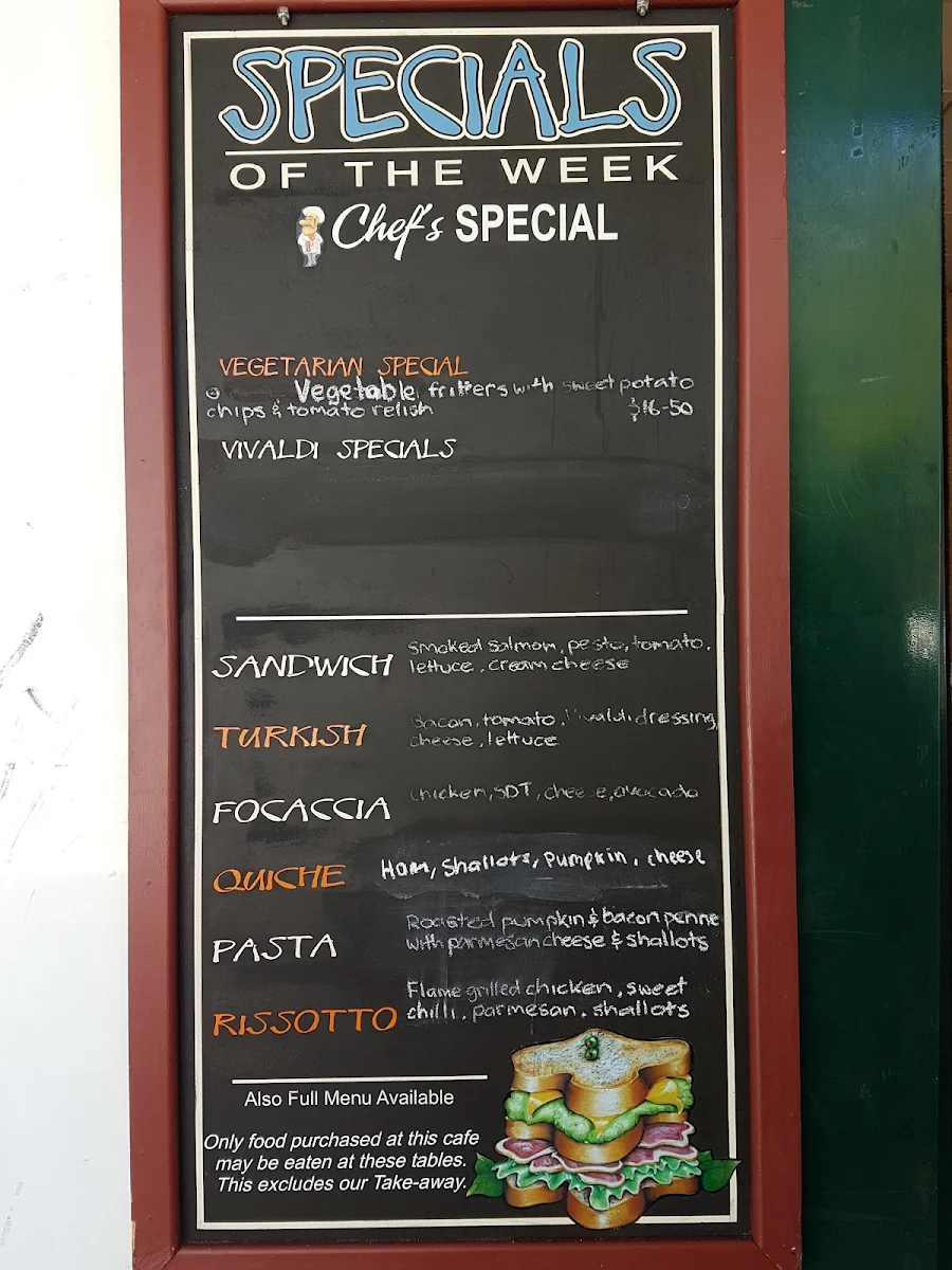 Menu, Cafe Vivaldi
