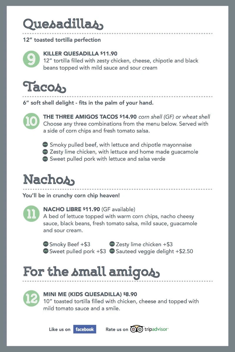 Menu, Loco Burrito