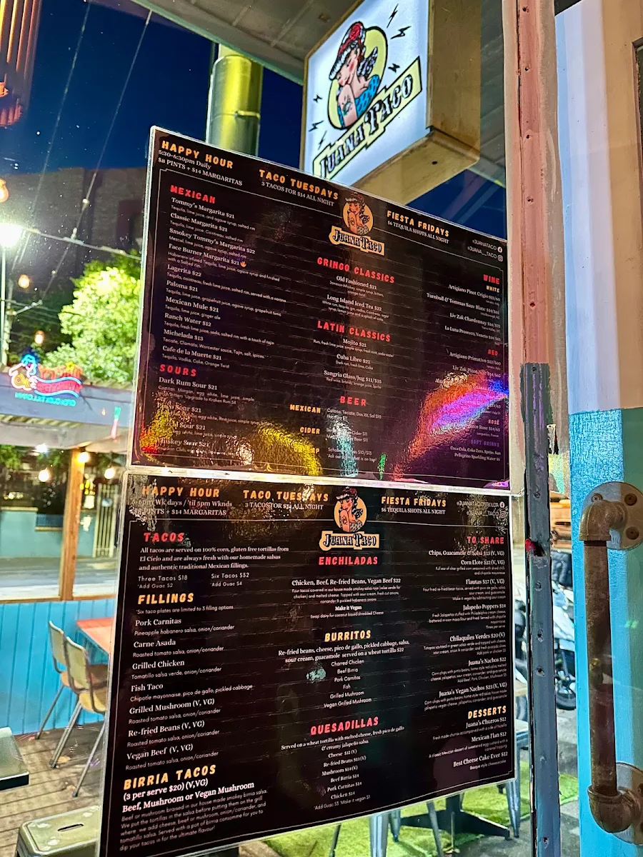 Menu, Juana Taco