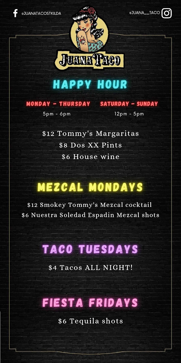 Menu, Juana Taco