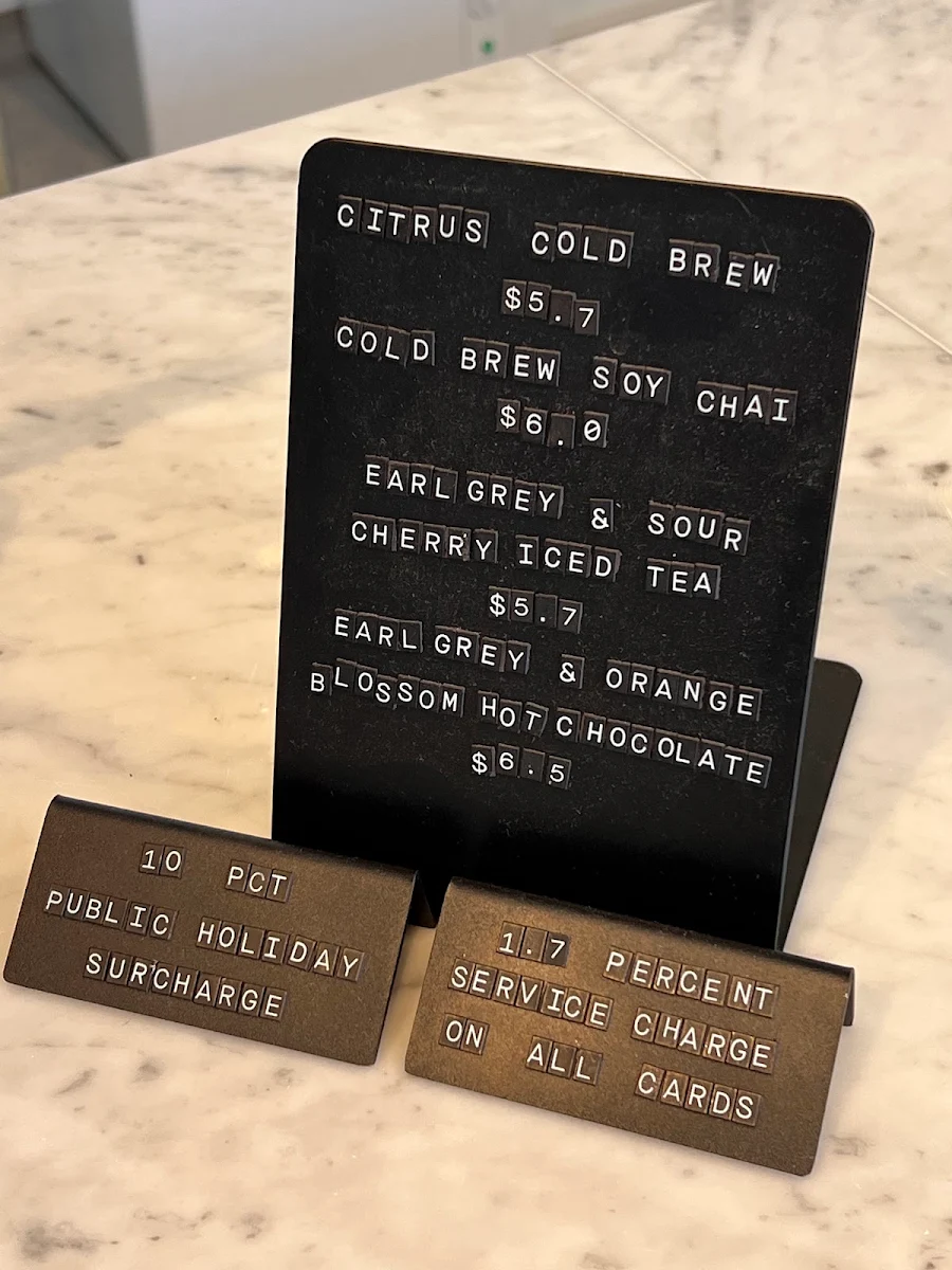 Menu, Tarts Anon