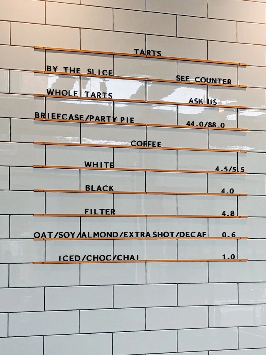 Menu, Tarts Anon