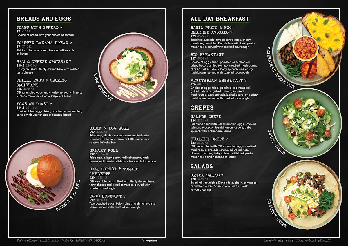 Menu, Oliver Brown Helensvale