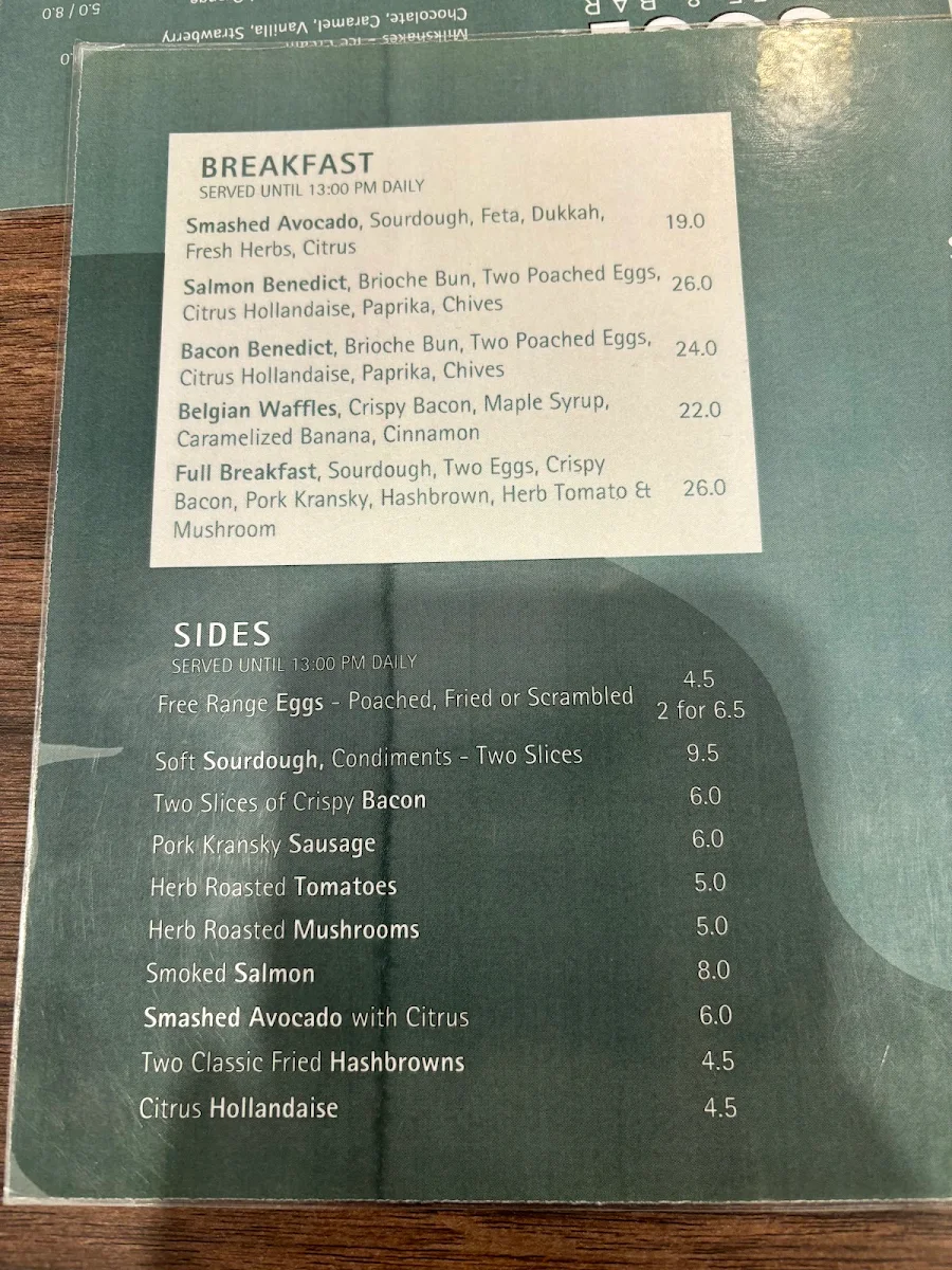 Menu, Soul Cafe & Bar