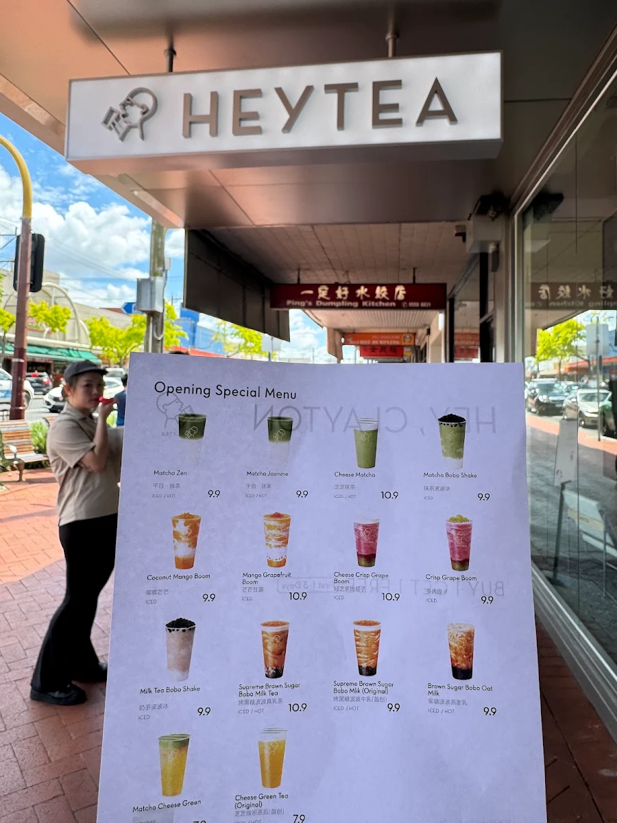 Menu, heytea (Clayton)