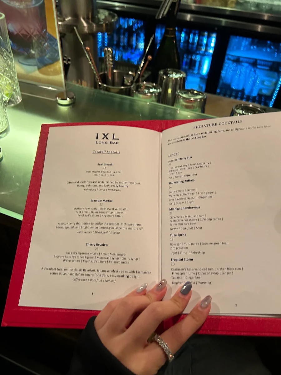 Menu, IXL Long Bar
