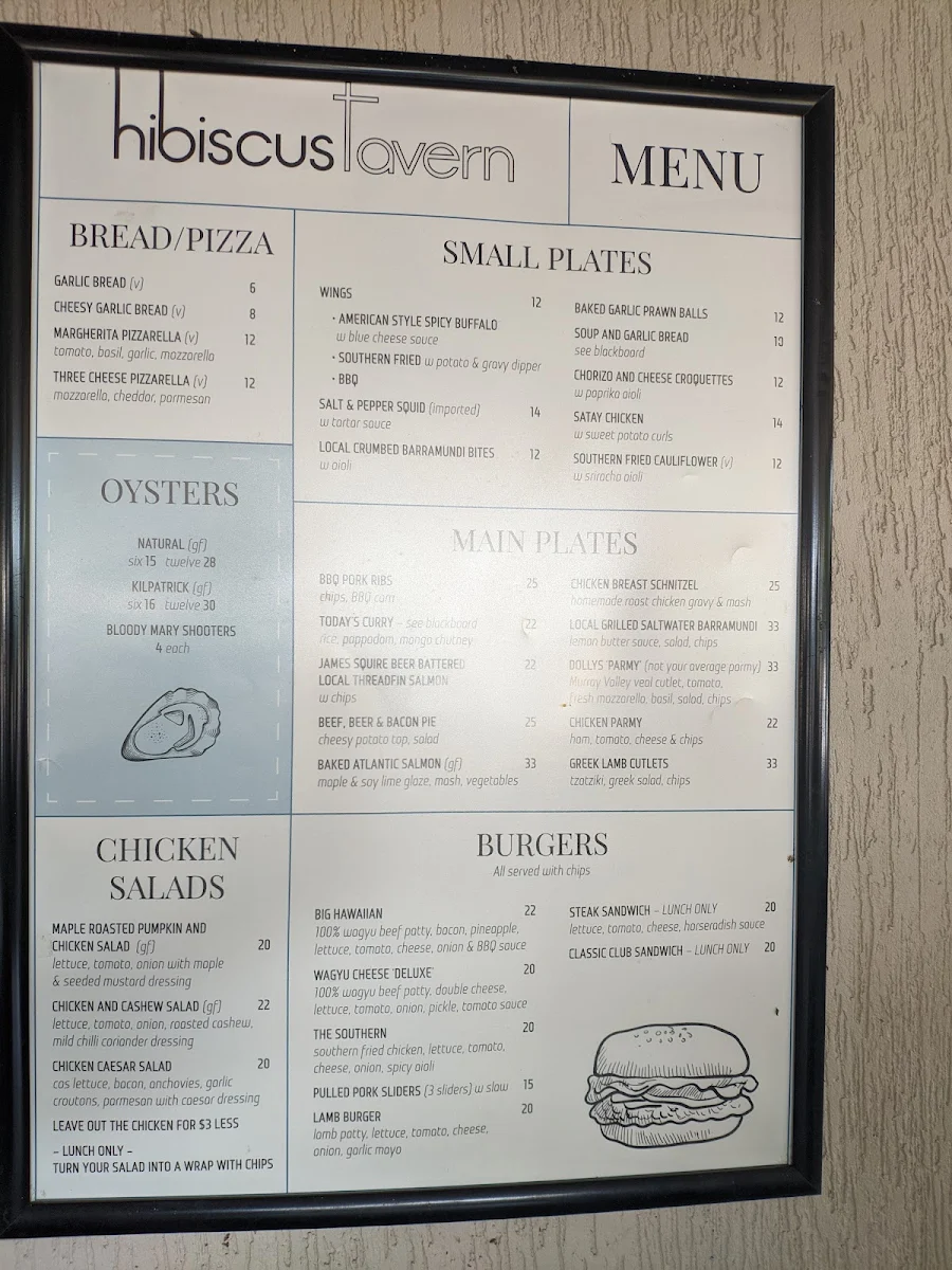 Menu, Hibiscus Tavern