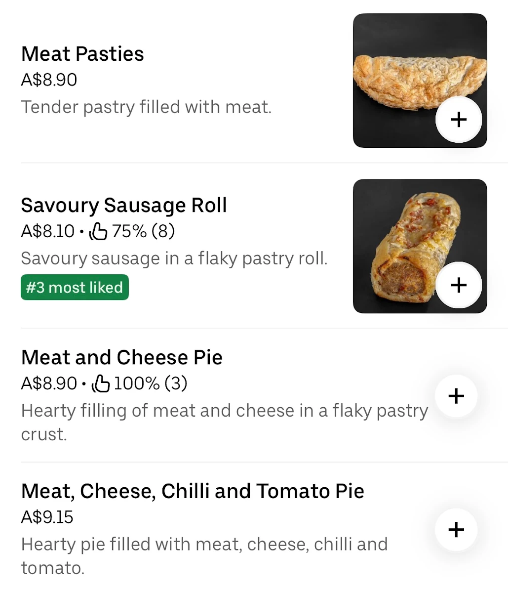 Menu, Millers pie & sandwich bar Barnsley