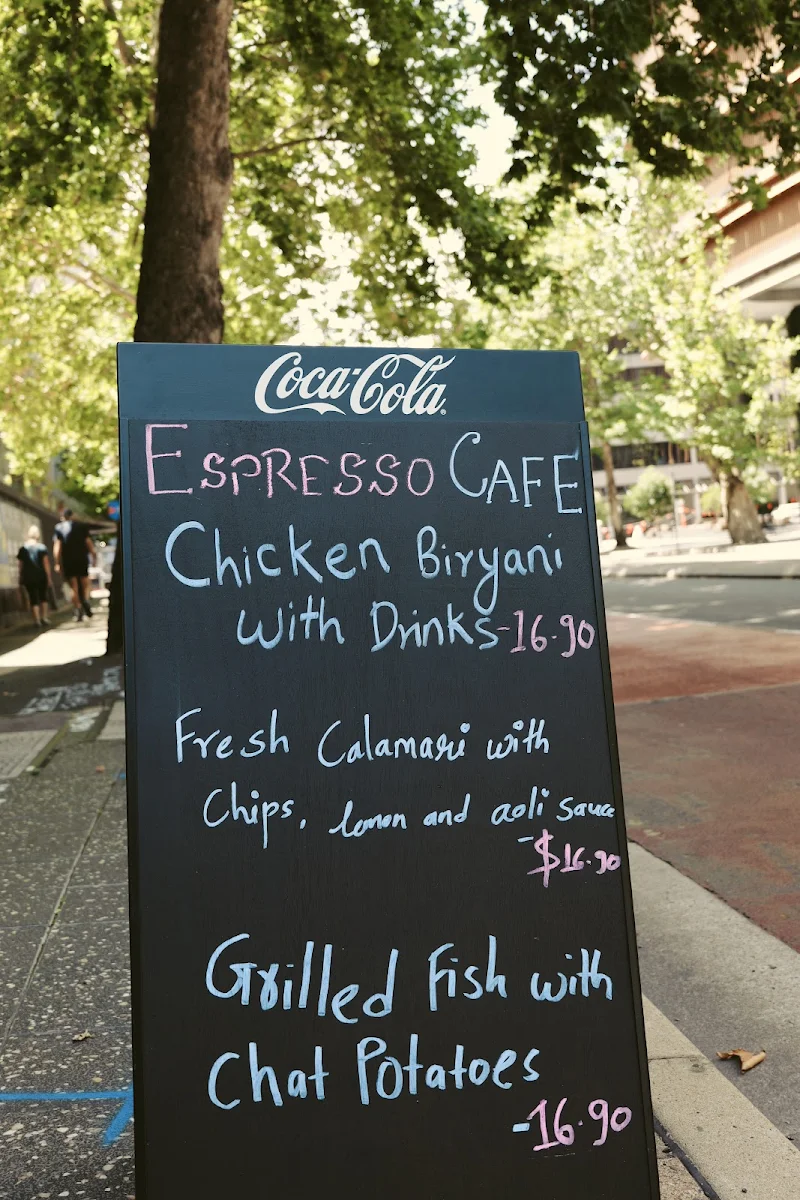 Menu, Espresso Cafe and Restaurant