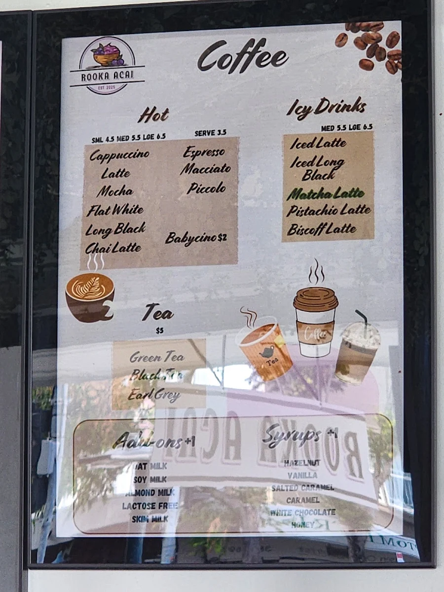 Menu, Rooka Acai
