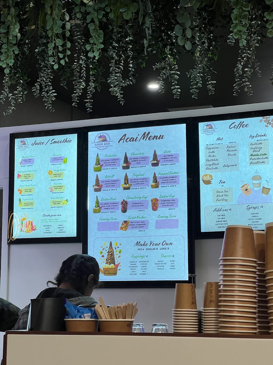 Menu, Rooka Acai