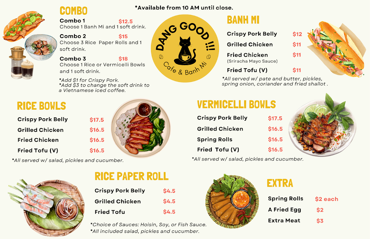 Menu, Dang Good Cafe