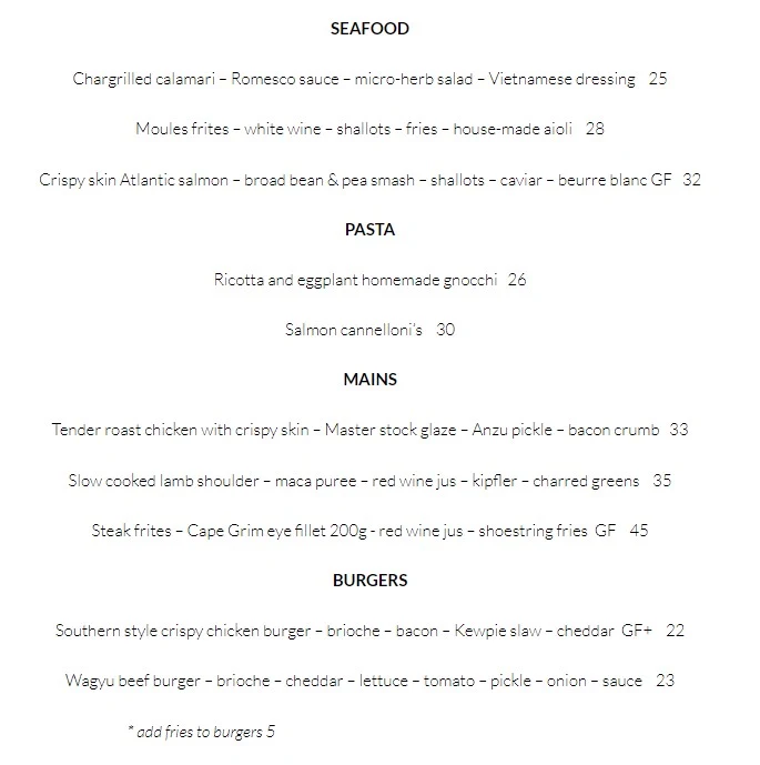 Menu, The Espressonist