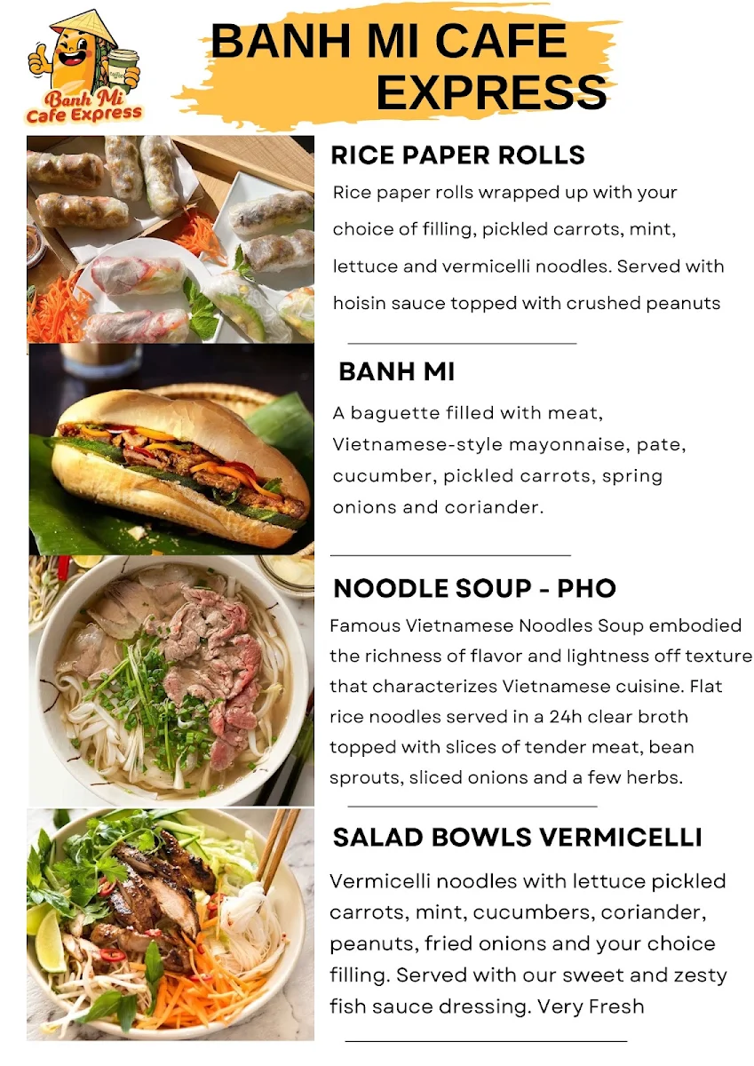 Menu, Banh Mi Cafe Express
