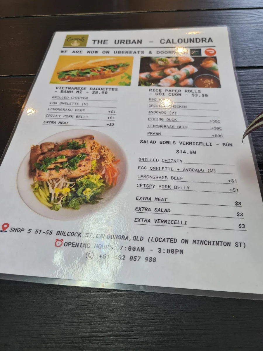 Menu, Banh Mi Cafe Express